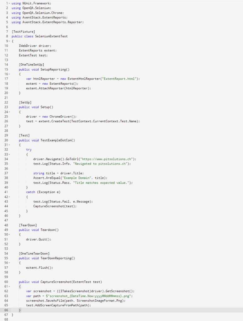 Configure ExtentReports in C#
