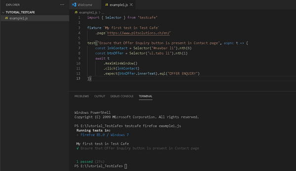 test executed in Firefox browser