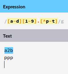 shows the example for the range of characters.